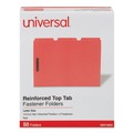 File Folders | Universal UNV13523 Deluxe Reinforced 1/3-Cut Top Tab Folders with Fasteners - Letter Size, Red (50/Box) image number 2
