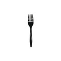 Cutlery | Pactiv Corp. MKFE Individually Wrapped Heavyweight Plastic Meadoware Cutlery Fork - Black (1000/Carton) image number 1