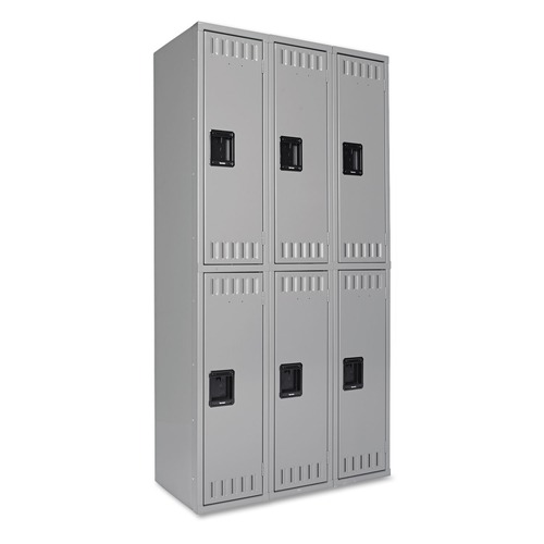Office Filing Cabinets & Shelves | Tennsco DTS-121836-C-MGY 36 in. x 18 in. x 72 in. Triple Stack Double Tier Locker - Medium Gray image number 0