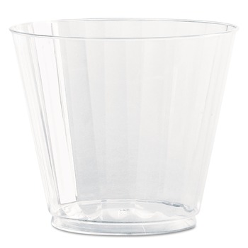 FOOD TRAYS CONTAINERS LIDS | WNA WNA CC9240 9 oz. Classic Crystal Fluted Squat Plastic Tumblers - Clear (240/Carton)