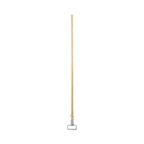 Mops | Boardwalk BWK609 60 in. Wood Spring Grip Metal Head Mop Handle for Most Mop Heads - Natural image number 0