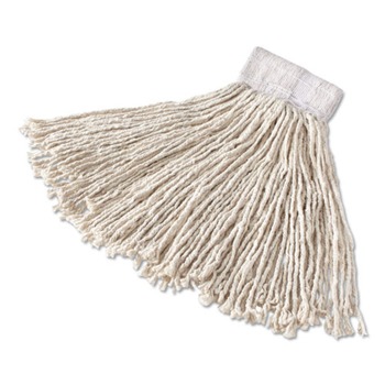 Rubbermaid Commercial FGD11306WH00 1 in. Headband Super Stitch Cotton Looped End Wet Mop Head - Large, White (6/Carton)