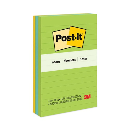 Sticky Notes & Post it | Post-it Notes 660-3AU 4 in. x 6 in. Note Ruled Original Pads - Floral Fantasy Collection Colors (3-Pads/Pack) image number 0
