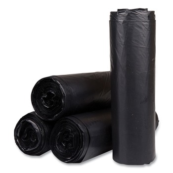 Inteplast Group S404822K 45 gal. 22 microns 40 in. x 48 in. High-Density Interleaved Commercial Can Liners - Black (25 Bags/Roll, 6 Rolls/Carton)