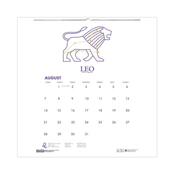House of Doolittle 3185 11 in. x 14 in. 12-Month (Aug 2025-Jul 2026) Recycled Academic Zodiac Wall Calendar - Multicolor Sheets