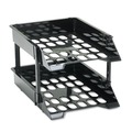 Desktop Organizers | Deflecto 63304 SuperTray 11 in. x 14.88 in. x 2.5 in. 2 Sections Letter to Legal Size Files Countertop Tray Set - Black (1-Set) image number 0