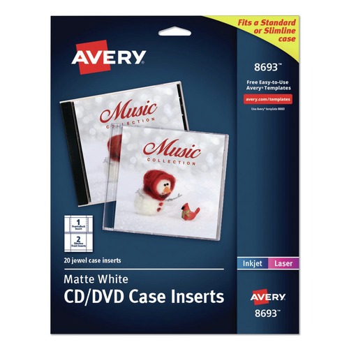 Labels | Avery 08693 Inkjet CD/DVD Jewel Case Inserts - Matte White (20/Pack) image number 0