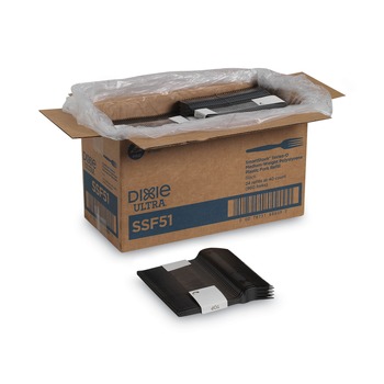 BREAKROOM SUPPLIES | Dixie SSF51 SmartStock Series-O 6.5 in. Mediumweight Plastic Cutlery Forks Refill - Black (40/Pack, 24 Packs/Carton)
