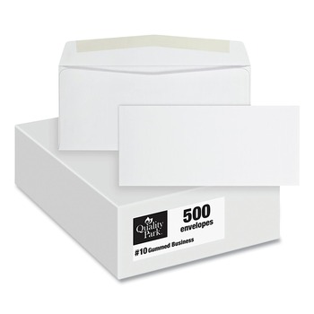 Quality Park QUA90020 24 lbs. Bond Weight Paper 4.13 in. x 9.5 in. #10 Commercial Flap Side Seam Gummed Closure Business Envelope - White (500/Box)