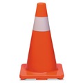 Floor Signs & Safety Signs | Tatco 25500 10 in. x 10 in. x 18 in. Traffic Cone - Orange/Silver image number 0