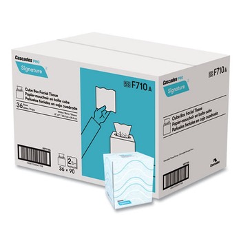 Cascades PRO F710 2-Ply Cube Box Signature Facial Tissue - White (36 Boxes/Carton)