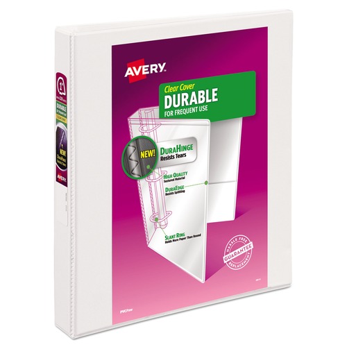 Back to School Sale | Avery 17012 3 Slant Rings 1 in. Capacity 11 in. x 8.5 in. Durable View Binder with DuraHinge - White image number 0
