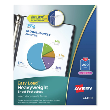 Avery 74400 Top-Load Heavy Poly Letter Sheet Protectors - Diamond Clear (200/Box)