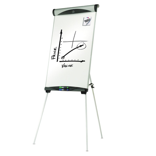 Easels | Quartet EU500E 27 in. x 39 in. Euro Magnetic Presentation Easel - White Surface, Satin Aluminum Frame image number 0
