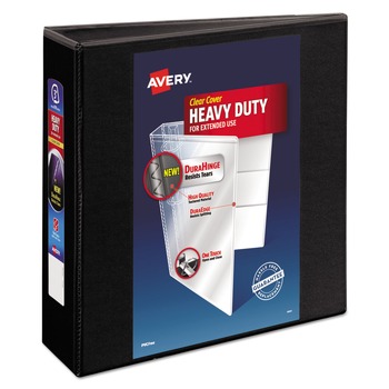 Avery 79693 3 Locking One Touch EZD Rings 3 in. Capacity 11 in. x 8.5 in. Heavy-Duty View Binder with DuraHinge - Black