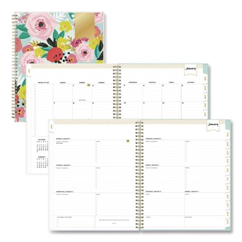 Blue Sky 140101 11 in. x 8.5 in. 12-Month (Jan-Dec 2026) Day Designer Secret Garden Mint Frosted Weekly/Monthly Planner