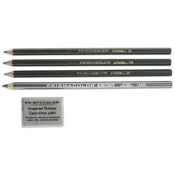 Prismacolor 2502 Scholar 2 millimeter Assorted Lead Hardness Ratings Graphite Pencil Set - Black Lead/Dark Green Barrel (4/Pack)