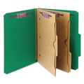 File Folders | Smead 14083 6 SafeSHIELD Fasteners 2 Dividers Letter Size 6-Section Pressboard Top Tab Pocket Classification Folders - Green (10/Box) image number 0
