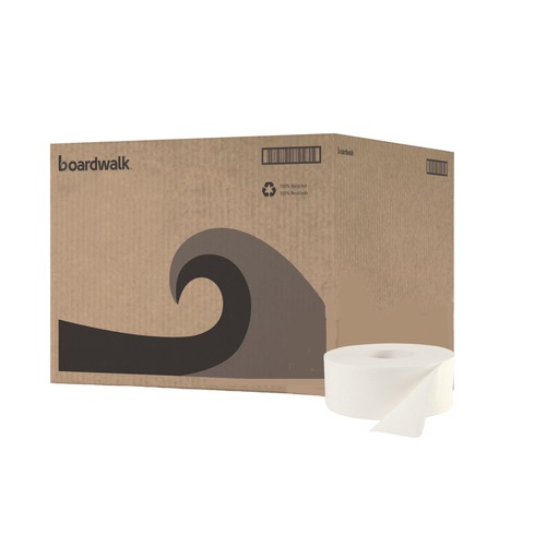 Toilet Paper | Boardwalk B6100 3.5 in. x 1000 ft. JRT Septic Safe 2-Ply Bath Tissue - Jumbo, White (12/Carton) image number 0