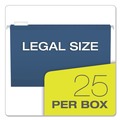 File Folders | Pendaflex 04153 1/5 NAV 1/5-Cut Tabs Legal Size Colored Reinforced Hanging Folders - Navy (25/Box) image number 1