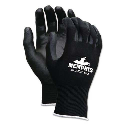 Cleaning Gloves | MCR Safety 9669S Economy PU Coated Work Gloves - Small/Black (1-Dozen) image number 0