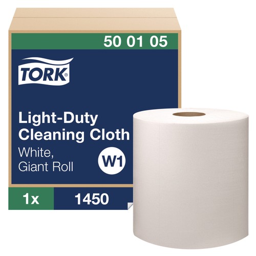 Paper Towels and Napkins | Tork 500105 1-Ply 9 in. x 12.4 in. Light Duty Cleaning Cloth Giant Roll - White (1/Carton) image number 0