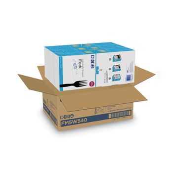 Dixie FM5W540 Grab'N Go Wrapped Forks - Black (540/Carton)