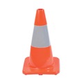 Floor Signs & Safety Signs | Tatco 25500 10 in. x 10 in. x 18 in. Traffic Cone - Orange/Silver image number 2