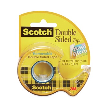 Scotch 667 0.75 in. x 33.33 ft. 1 in. Core Double-Sided Removable Tape in Handheld Dispenser - Clear (1 Roll)