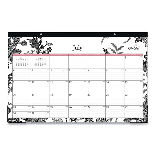 Bulletin Boards | Blue Sky BLS130617 17 in. x 11 in. 12-Month (Jul 2025-Jun 2026) Analeis Academic Year Desk Pad Calendar - White/Black/Coral Sheets image number 0