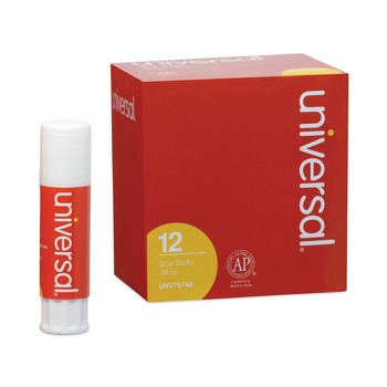 ADHESIVES AND GLUES | Universal UNV75748 0.28 oz. Glue Sticks - Clear Dry (12/Pack)