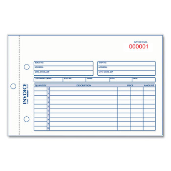 Rediform 7L721 50 Forms Total 5.5 in. x 7.88 in. Two-Part Carbonless Invoice Book