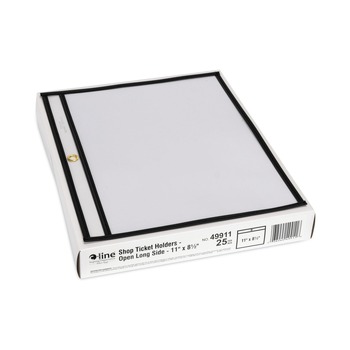 C-Line 49911 Super Heavy-Duty Top Load 11 x 8.5 Insert Stitched Shop Ticket Holders - Clear Front, Black Border (25/Box)