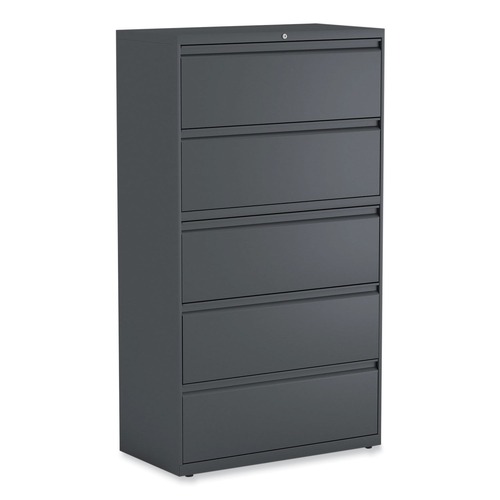 Office Filing Cabinets & Shelves | Alera 25499 36 in. x 18.63 in. x 67.63 in. 5 Lateral File Drawer - Legal/Letter/A4/A5 Size - Charcoal image number 0