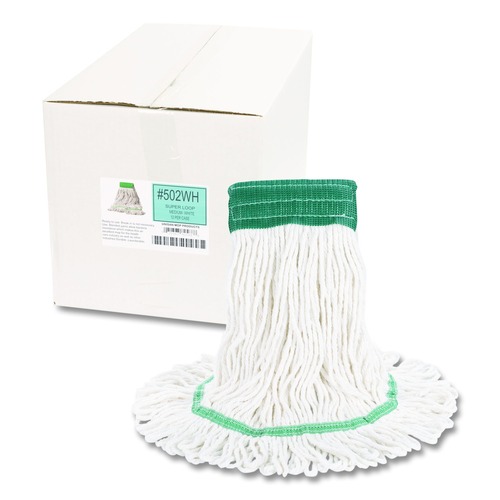  | Boardwalk BWK502WHCT Super Loop Wet Mop Head with Cotton/Synthetic Fiber and 5 in. Headband - Medium, White (12/Carton) image number 0