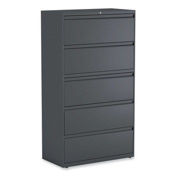 Alera 25499 36 in. x 18.63 in. x 67.63 in. 5 Lateral File Drawer - Legal/Letter/A4/A5 Size - Charcoal