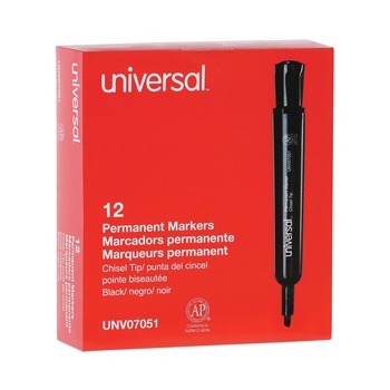 PERMANENT MARKERS | Universal UNV07051 Broad Chisel Tip Permanent Marker - Black (1 Dozen)