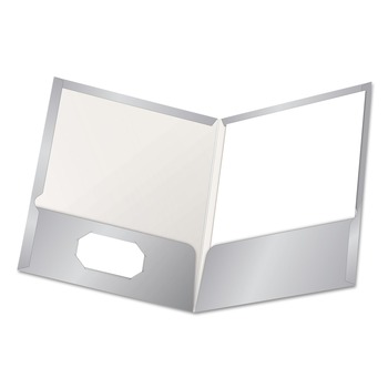 Oxford 51705EE 100-Sheet Capacity 11 in. x 8.5 in. High Gloss Laminated Paperboard Folder - Gray (25/Box)