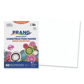 Prang P8707 12 in. x 18 in. 50 lb Text Weight SunWorks Construction Paper - Bright White (50/Pack)