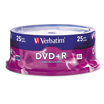 Verbatim 95033 4.7 GB 16x Spindle DVDplusR Recordable Disc - Silver (25/Pack)