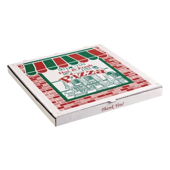 ARVCO ARV 9084393 8 in. x 8 in. Corrugated Storefront Paper Pizza Boxes - White/Red/Green (50/Carton)