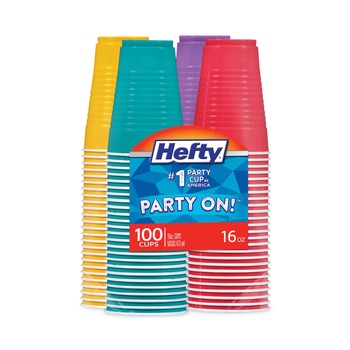 CUPS AND LIDS | Hefty C2-1637 16 oz. Easy Grip Disposable Plastic Party Cups - Assorted Colors (400/Carton)