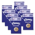 Tissues | Kleenex 54316 Ultra Soft 3-Ply Facial Tissue - White (8/Carton) image number 0