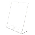 Desk Shelves | Deflecto 590601 8.5 in. x 4.5 in. x 11 in. Superior Image Slanted Sign Holder with Business Card Holder - Clear image number 0