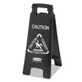 Cleaning Carts | Rubbermaid Commercial 1867505 Executive 2-Sided 10-9/10 in. x 26-1/10 in. Multi-Lingual Caution Sign - Black/White image number 0