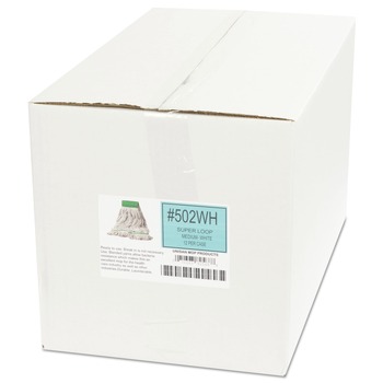 Boardwalk BWK502WHCT Super Loop Wet Mop Head with Cotton/Synthetic Fiber and 5 in. Headband - Medium, White (12/Carton)