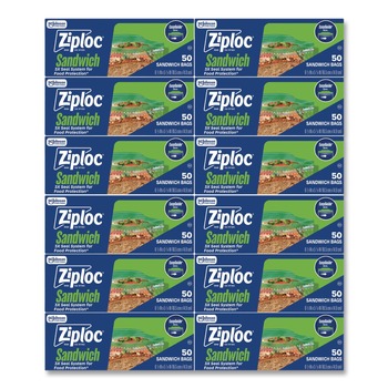 Ziploc 383179 6.5 in. x 5.88 in. Resealable Sandwich Bags - Clear (600/Carton)