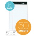 Notebooks & Pads | TOPS 63366 Docket 5 in. x 8 in. Ruled Perforated Pads - Narrow, White (50 Sheets/Pad, 6 Pads/Pack) image number 1