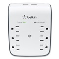 Electronic Adapters & Chargers | Belkin BSV602TT 900 J 6 AC Outlets 2 USB Ports SurgePlus USB Wall Mount Charger - White/Black image number 4