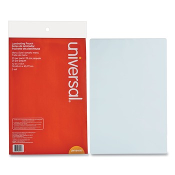 LAMINATING SUPPLIES | Universal UNV84640 18 in. x 12 in. 3 mil Laminating Pouches - Gloss Clear (25/Pack)